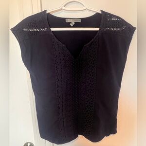 89th & Madison Navy Blue Embellished Blouse
